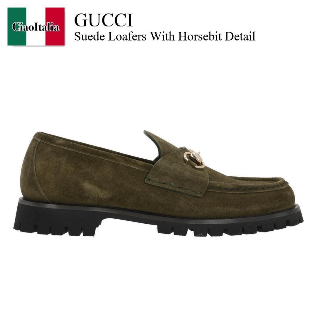 グッチ GUCCI 緑色 39.5 約24.5cm バンブー スエード モカシン バンブー付き ジップアラウンドウォレットエメラルドグリーン