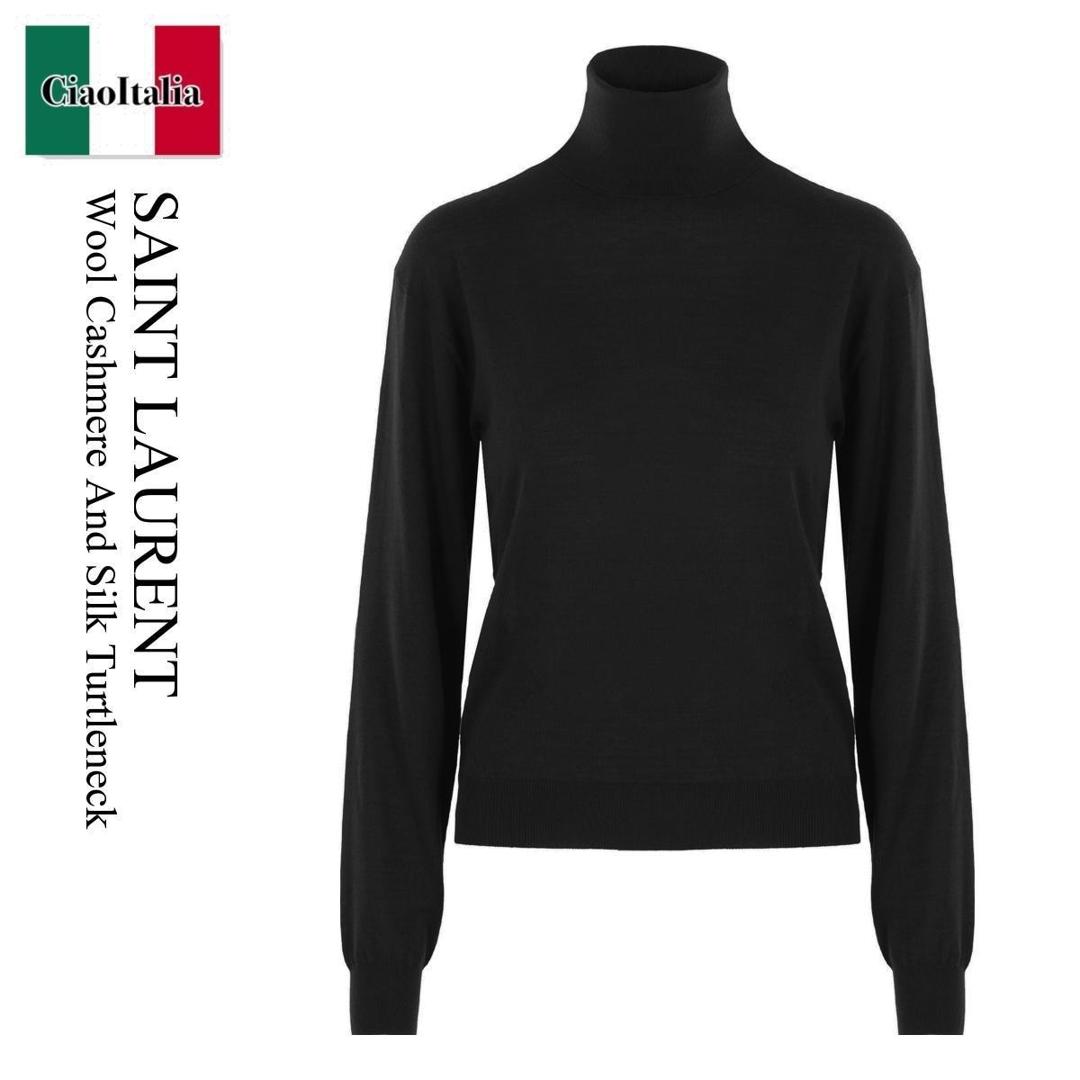 楽天市場】サンローランパリ トップス ニット ロゴ セーター ブラック