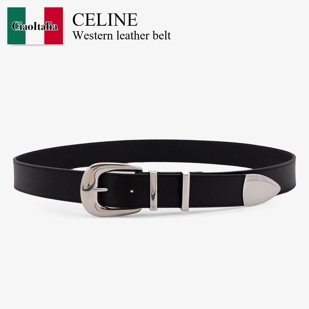 美品 CELINE セリーヌ ナロー ウエスタン ベルト ブラック レザー 初期 CELINE セリーヌ ナローベルト 45BAE3A01.38NO レディース