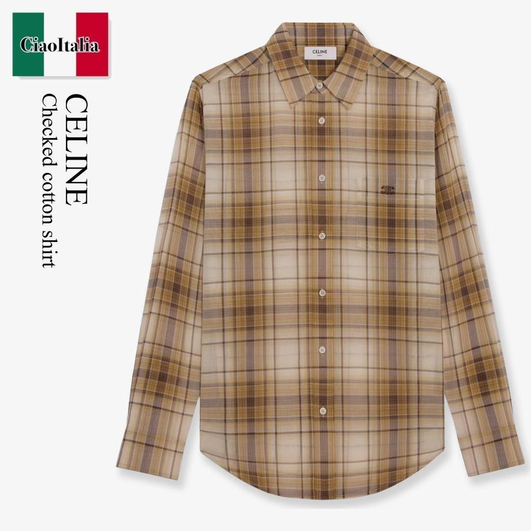 CELINE ルーズフィットウールネルシャツ　試着のみ　サイズ37 CELINE ルーズフィットウールネルシャツ 試着のみ サイズ37