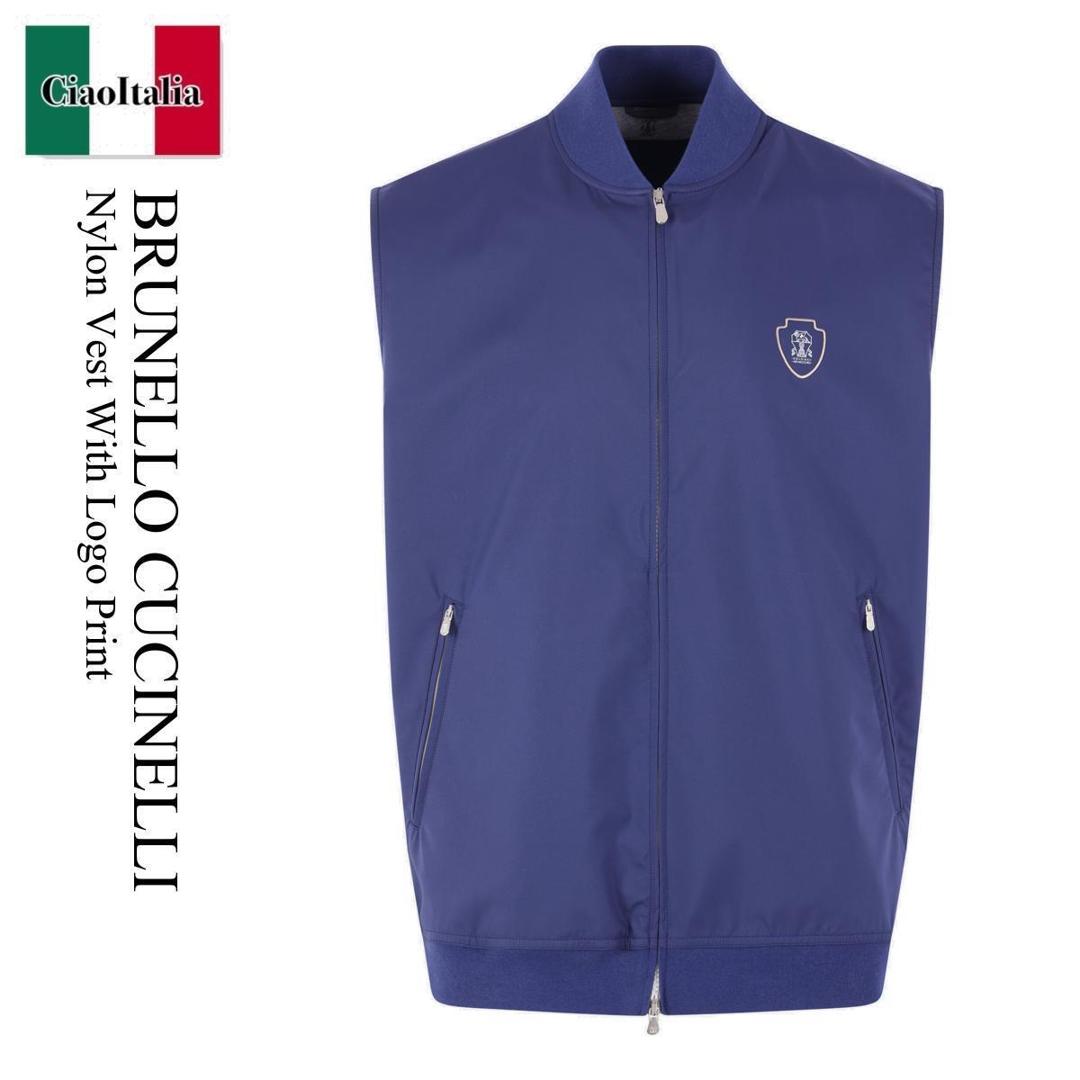 【数量限定・在庫限り・早い者勝ち！】 ブルネロクチネリ / Brunello Cucinelli Nylon Vest With Logo Print / MB4229083T / MB4229083T C010 / MB4229083TC010 / ベスト・ジレ
