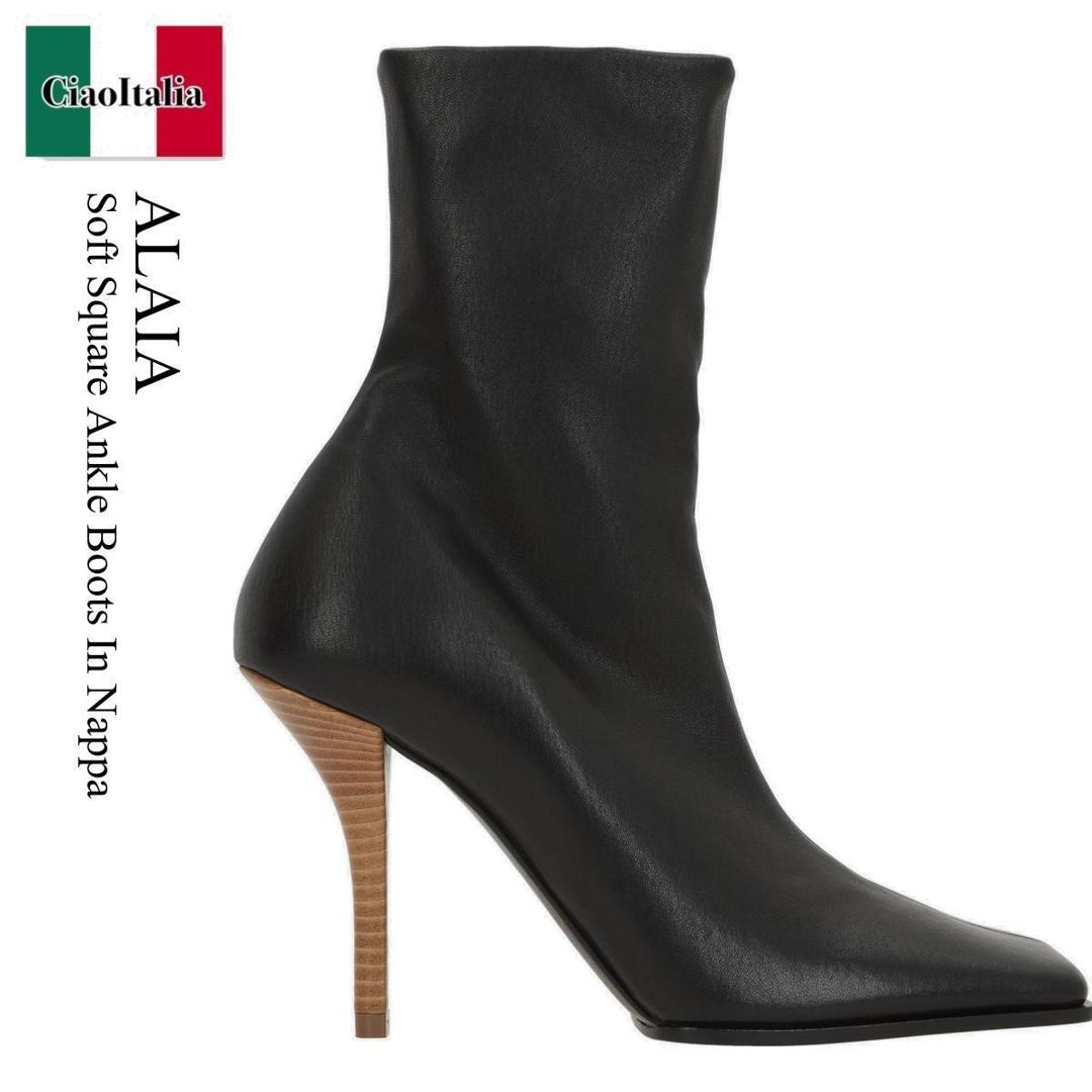 【数量限定・在庫限り・早い者勝ち！】 アズディンアライア / Alaia Soft Square Ankle Boots In Nappa / AA3O2018I1 / AA3O2018I1 06999 / AA3O2018I106999 / ショートブーツ・ブーティ