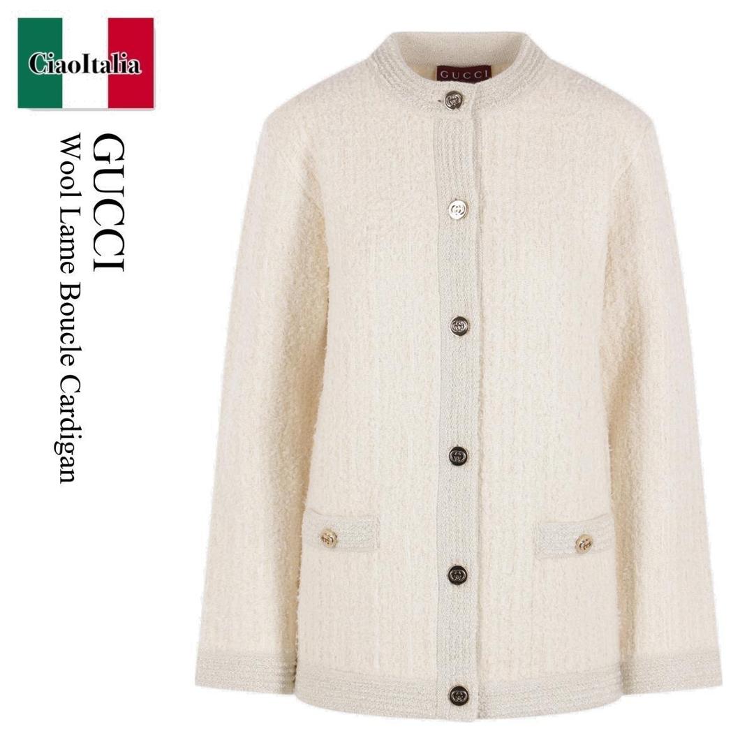 【数量限定・在庫限り・早い者勝ち！】 グッチ / Gucci Wool Lame Boucle Cardigan / 851946 XKFAR / 851946 XKFAR 9943 / 851946XKFAR / 851946XKFAR9943 / カーディガン