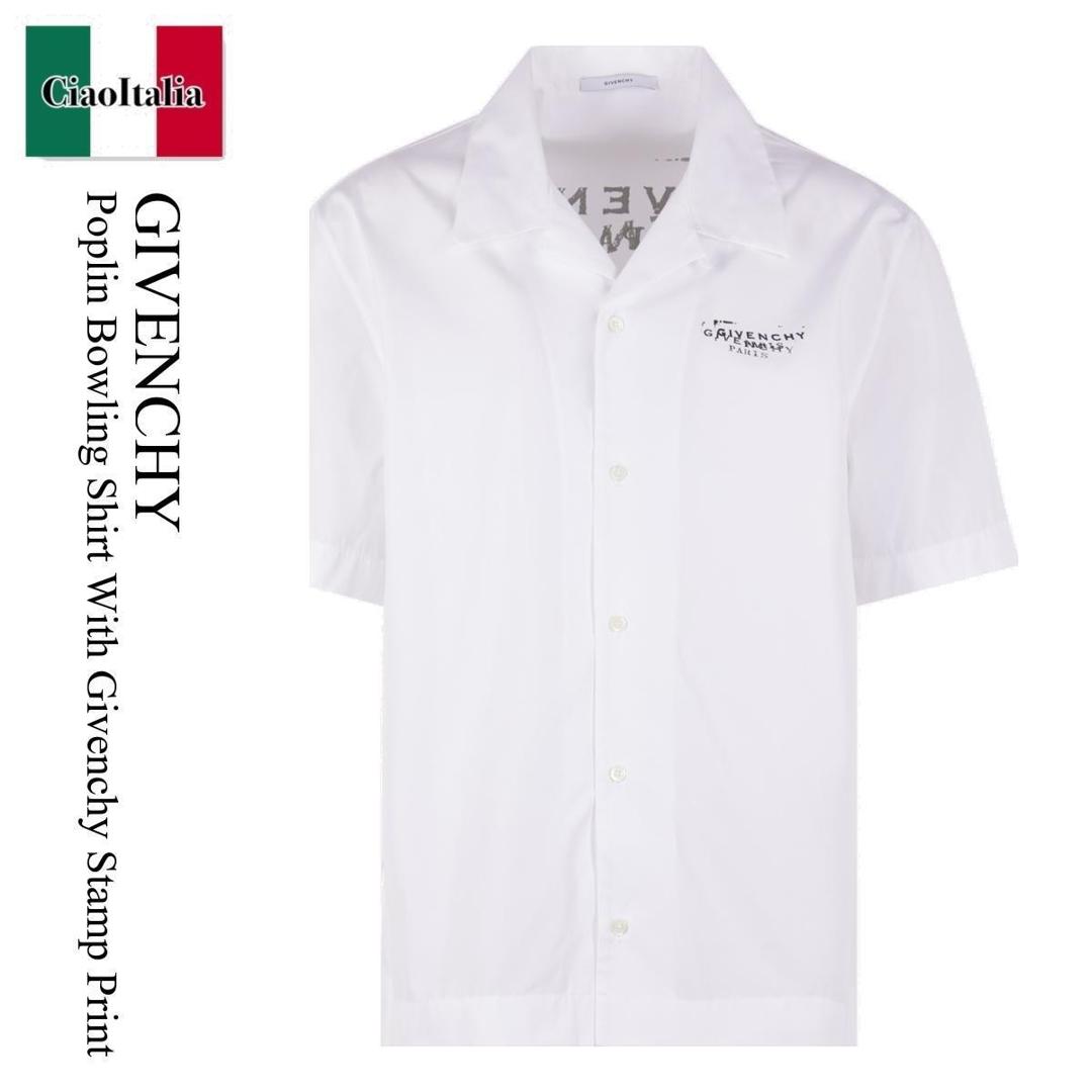 【数量限定・在庫限り・早い者勝ち！】 ジバンシィ / Givenchy Poplin Bowling Shirt With Givenchy Stamp Print / BM618F1YJQ / BM618F1YJQ 100 / BM618F1YJQ100 / シャツ