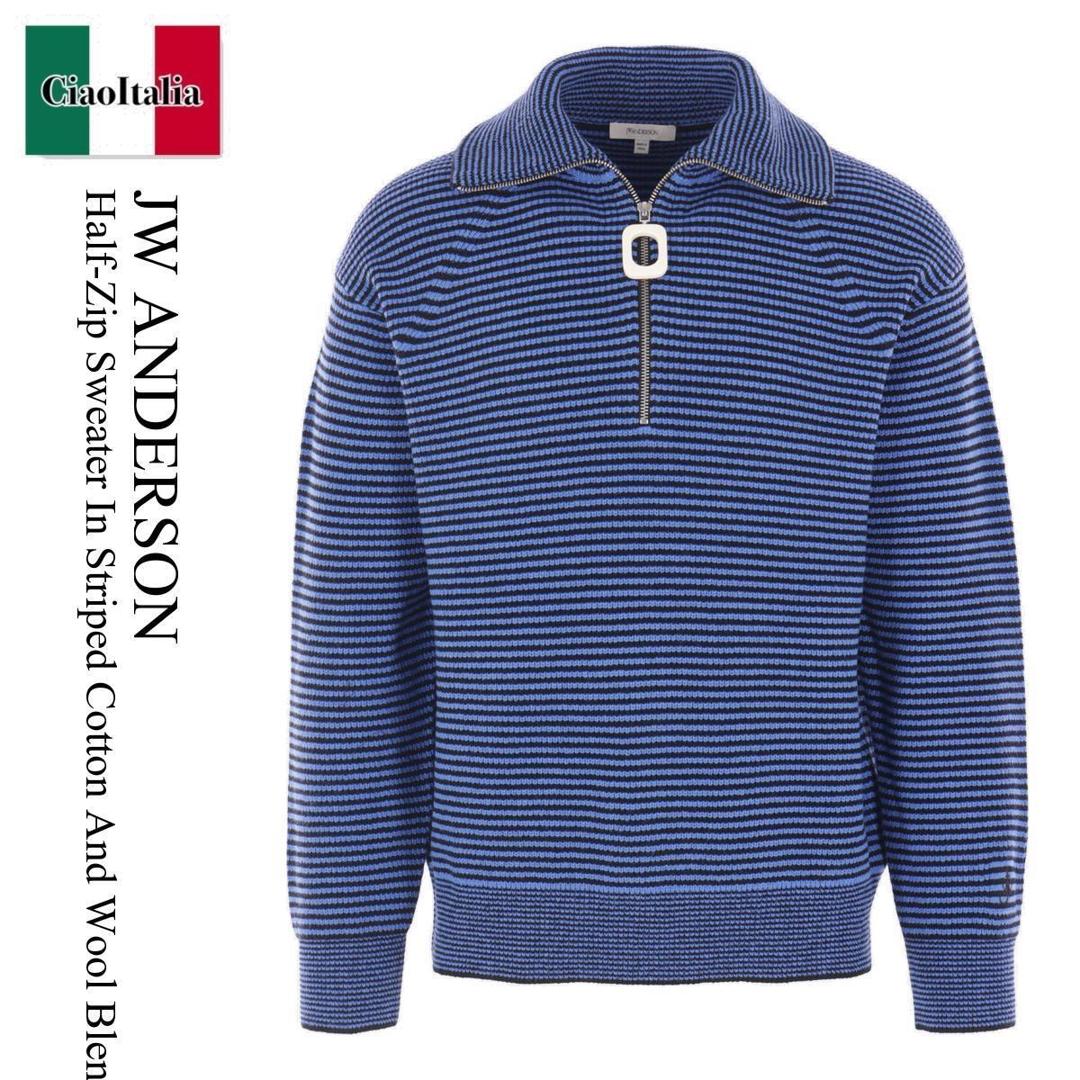 【数量限定・在庫限り・早い者勝ち！】 ジェイダブリュ アンダーソン / Jw Anderson Half-Zip Sweater In Striped Cotton And Wool Blen / KW1285YN0408 / KW1285YN0408 843 / KW1285YN0408843 / ニット・セーター