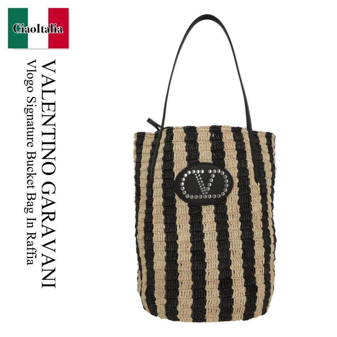 【数量限定・在庫限り・早い者勝ち！】 バレンチノ / かばん / カバン / Valentino Garavani Vlogo Signature Bucket Bag In Raffia / 8W2B0R37UHK / 8W2B0R37UHK EX9 / 8W2B0R37UHKEX9 / ショルダーバッグ・ポシェット