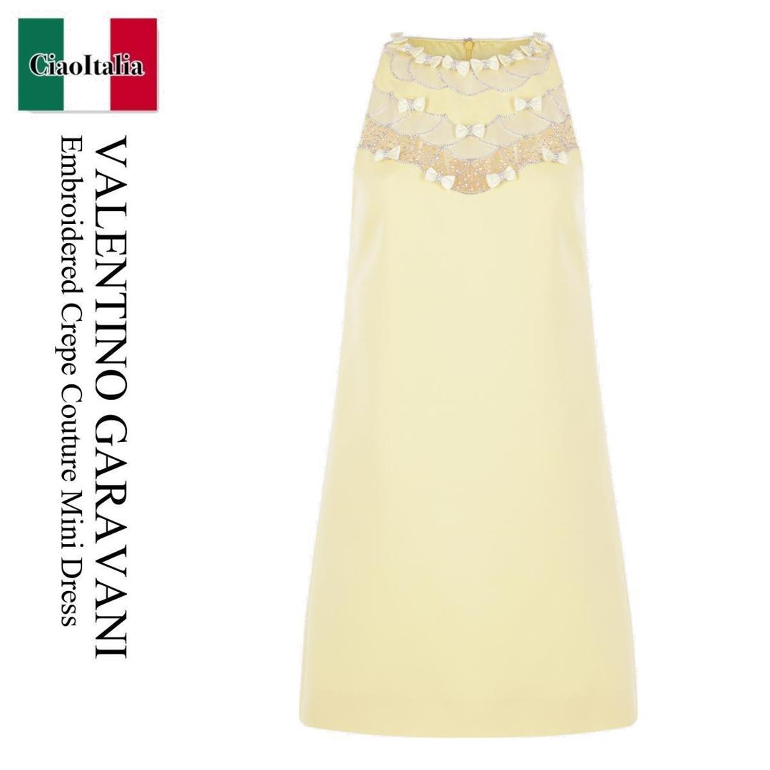 【数量限定・在庫限り・早い者勝ち！】 バレンチノ / Valentino Garavani Embroidered Crepe Couture Mini Dress / 8B3VAHG51CF / 8B3VAHG51CF A2X / 8B3VAHG51CFA2X / ワンピース