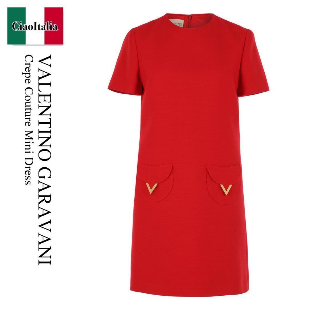 【数量限定・在庫限り・早い者勝ち！】 バレンチノ / Valentino Garavani Crepe Couture Mini Dress / 8B3VAJD51CF / 8B3VAJD51CF R9M / 8B3VAJD51CFR9M / ワンピース
