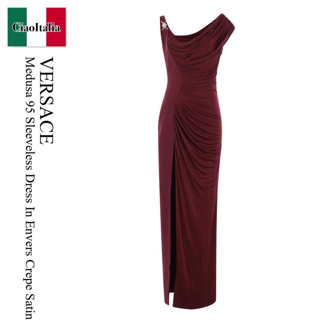 【数量限定・在庫限り・早い者勝ち！】 ヴェルサーチェ / Versace Medusa 95 Sleeveless Dress In Envers Crepe Satin / 101412 71A005 / 101412 71A005 721R / 10141271A005 / 10141271A005721R / ワンピース