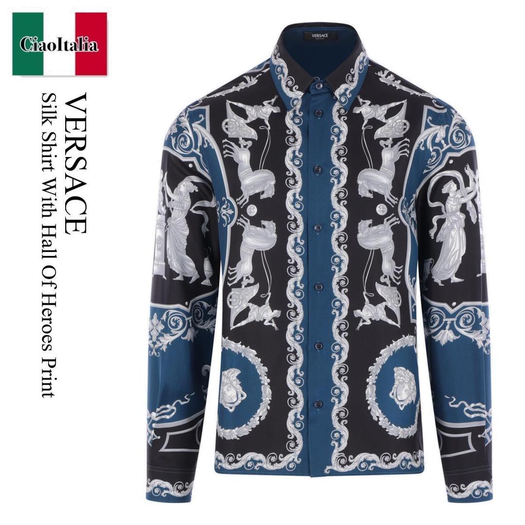 【数量限定・在庫限り・早い者勝ち！】 ヴェルサーチェ / Versace Silk Shirt With Hall Of Heroes Print / 102171 51A160 / 102171 51A160 965B / 10217151A160 / 10217151A160965B / シャツ