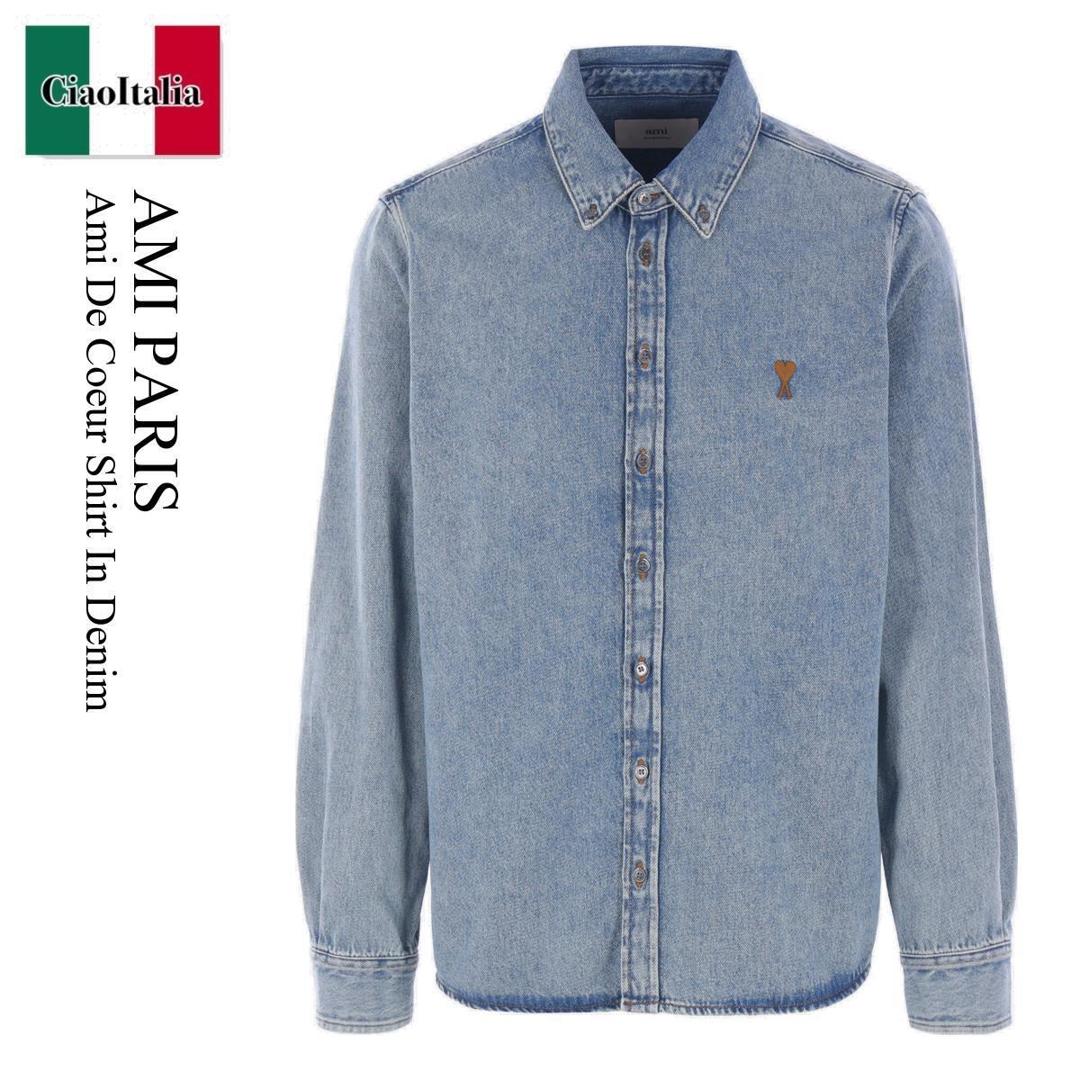 【数量限定・在庫限り・早い者勝ち！】 アミアレクサンドルマテュッシ / Ami Paris Ami De Coeur Shirt In Denim / USH786DE0056 / USH786DE0056 480 / USH786DE0056480 / シャツ