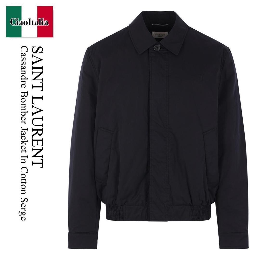 【数量限定・在庫限り・早い者勝ち！】 サンローラン / Saint Laurent Cassandre Bomber Jacket In Cotton Serge / 863380 YZ9CV / 863380 YZ9CV 1000 / 863380YZ9CV / 863380YZ9CV1000 / ブルゾン