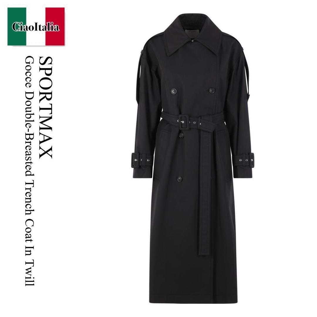 【数量限定・在庫限り・早い者勝ち!】 スポーツマックス / Sportmax Gocce Double-Breasted Trench Coat In Twill / 2612021031600 003 / 2612021031600 305 003 / 2612021031600003 / 2612021031600305003 / トレンチコート
