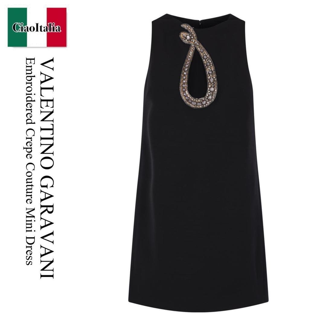 【数量限定・在庫限り・早い者勝ち！】 バレンチノ / Valentino Garavani Embroidered Crepe Couture Mini Dress / 8B0VAKD51CF / 8B0VAKD51CF CRC / 8B0VAKD51CFCRC / ワンピース