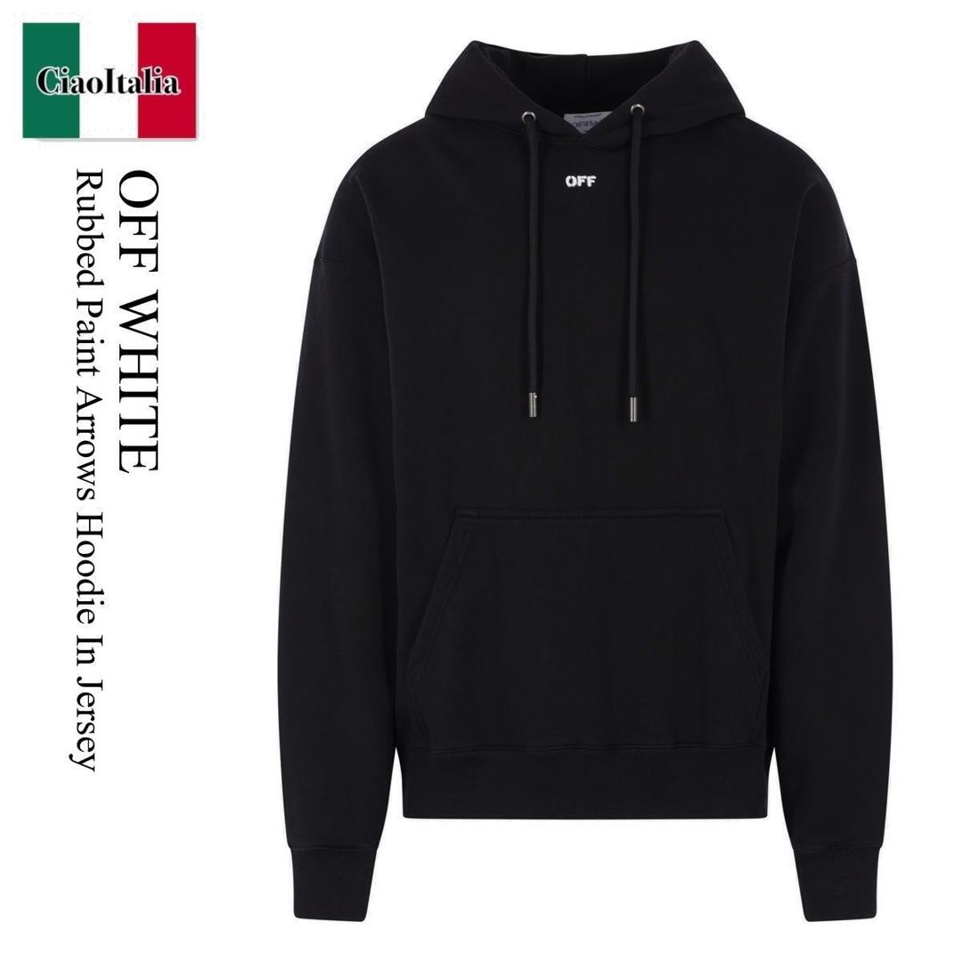 【数量限定・在庫限り・早い者勝ち！】 オフホワイト / Off White Rubbed Paint Arrows Hoodie In Jersey / OMBB085S26FLE00K / OMBB085S26FLE00K 0001 / OMBB085S26FLE00K0001 / パーカー・フーディ