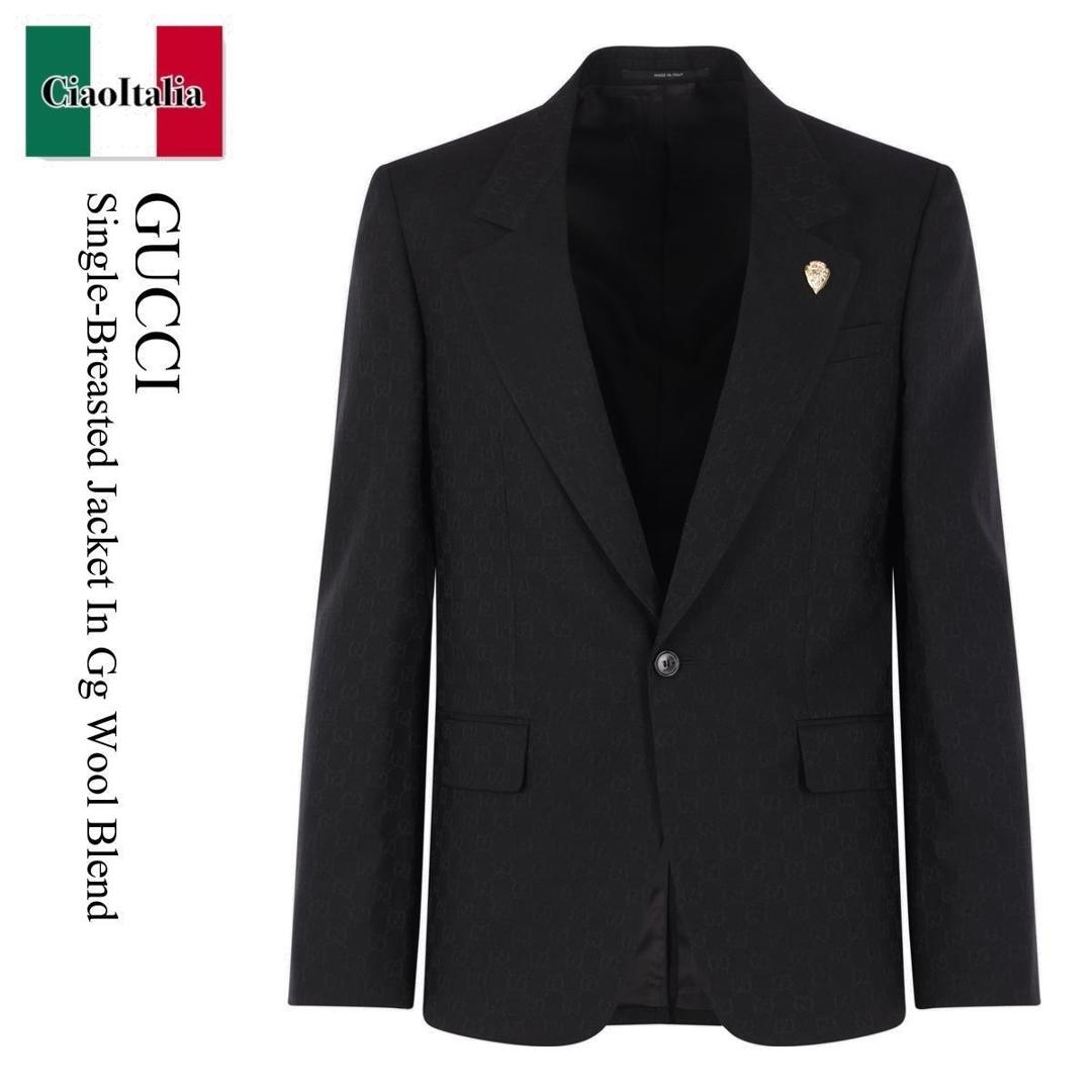 【数量限定・在庫限り・早い者勝ち！】 グッチ / Gucci Single-Breasted Jacket In Gg Wool Blend / 864110 ZAUP1 / 864110 ZAUP1 1000 / 864110ZAUP1 / 864110ZAUP11000 / ジャケットその他