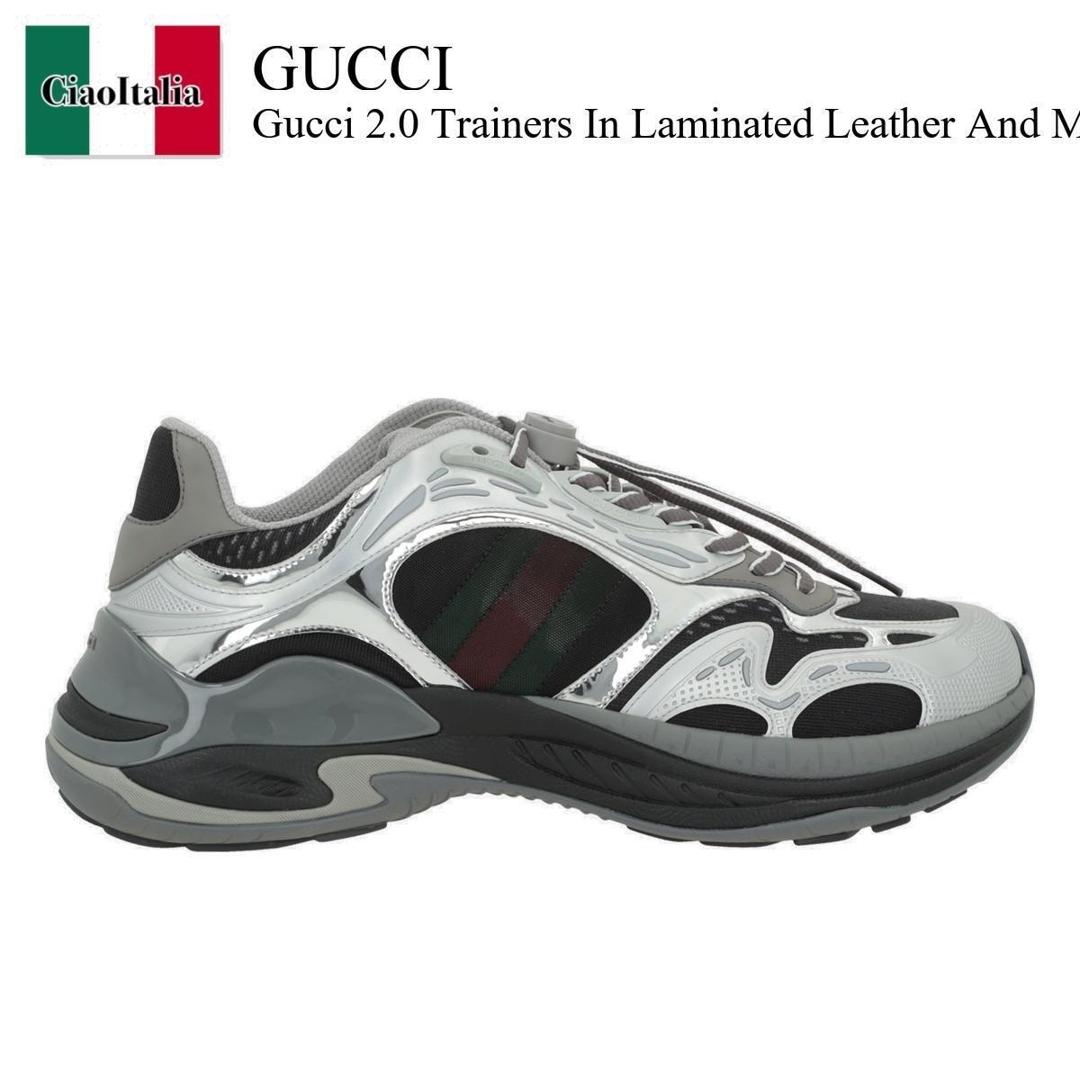【数量限定・在庫限り・早い者勝ち！】 グッチ / Gucci Gucci 2.0 Trainers In Laminated Leather And Mesh / 853754 FAFFL / 853754 FAFFL 1088 / 853754FAFFL / 853754FAFFL1088 / スニーカー 76,049円