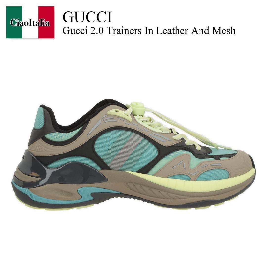 【数量限定・在庫限り・早い者勝ち！】 グッチ / Gucci Gucci 2.0 Trainers In Leather And Mesh / 853754 FAFFK / 853754 FAFFK 4451 / 853754FAFFK / 853754FAFFK4451 / スニーカー