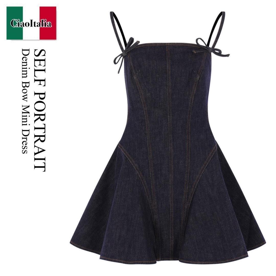 【数量限定・在庫限り・早い者勝ち！】 セルフ・ポートレイト / Self Portrait Denim Bow Mini Dress / SS26 / SS26 802SBL / SS26802SBL / ワンピース