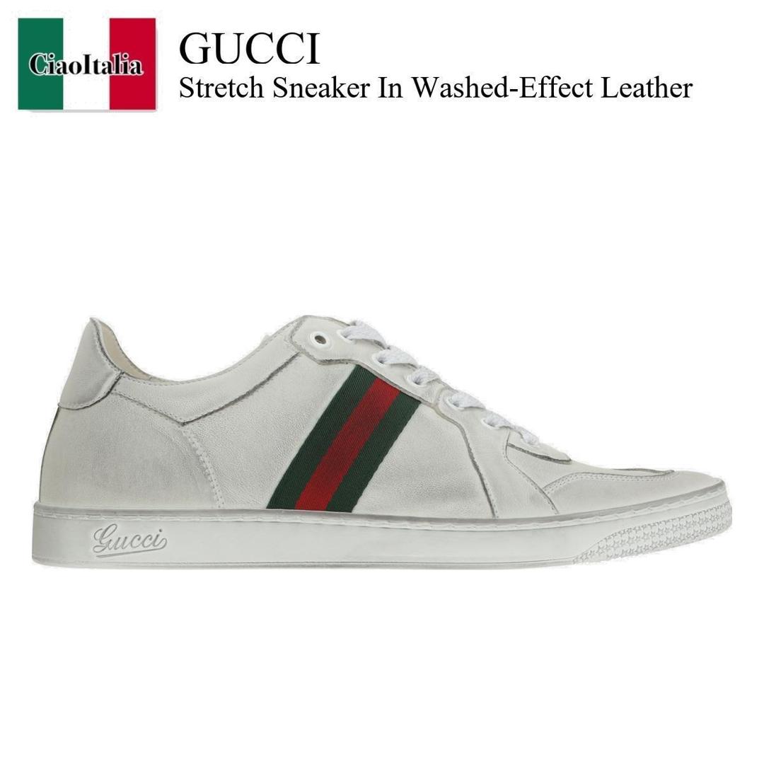【数量限定・在庫限り・早い者勝ち！】 グッチ / Gucci Stretch Sneaker In Washed-Effect Leather / 864140 AAGFF / 864140 AAGFF 9099 / 864140AAGFF / 864140AAGFF9099 / スニーカー