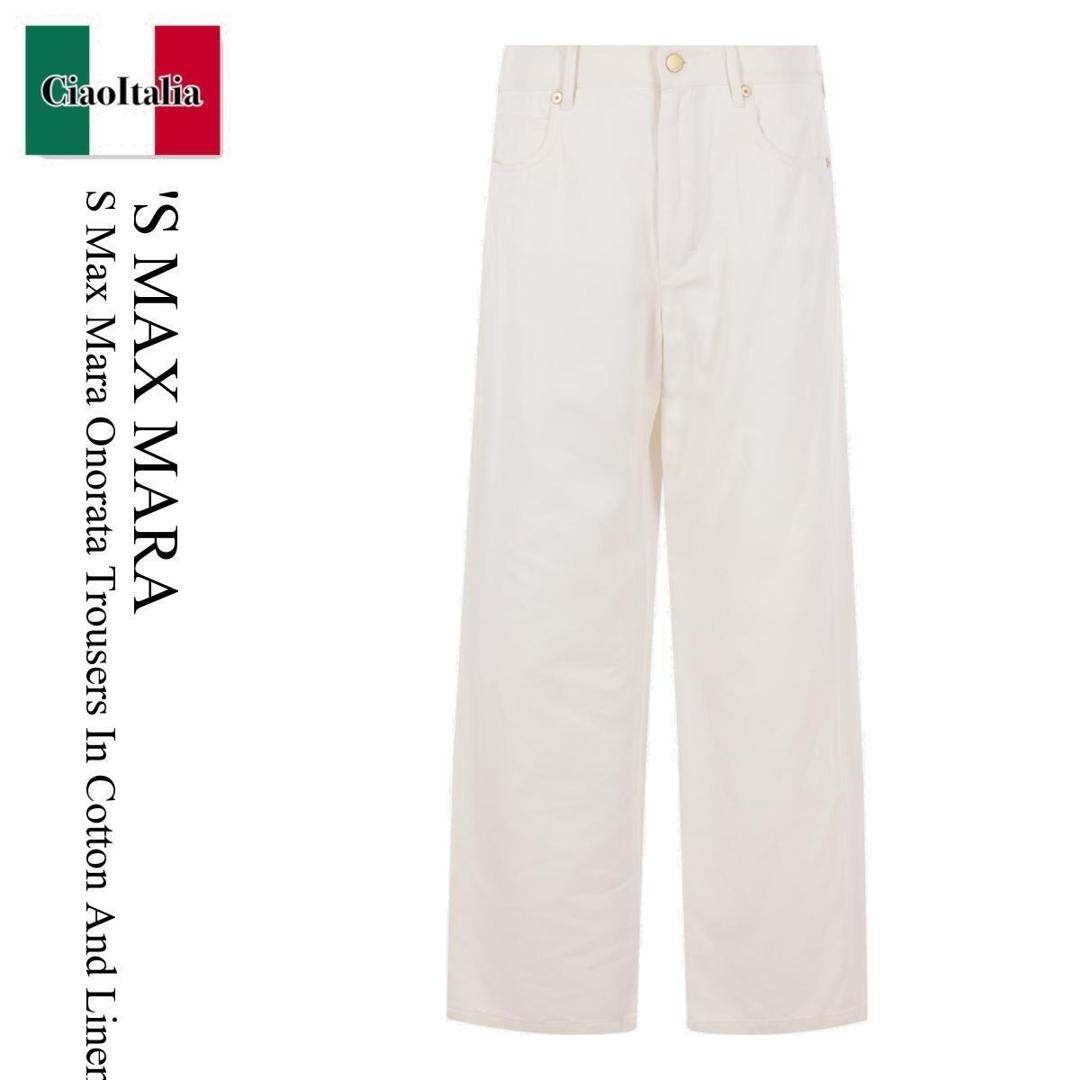【数量限定・在庫限り・早い者勝ち！】 エス　マックスマーラ / 'S Max Mara S Max Mara Onorata Trousers In Cotton And Linen / 2619131083600 001 / 2619131083600 325 001 / 2619131083600001 / 2619131083600325001 / パンツ