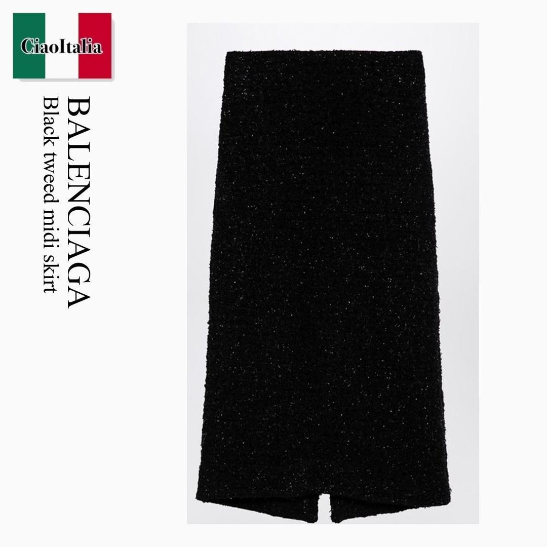 【数量限定・在庫限り・早い者勝ち！】バレンシアガ / Balenciaga Black Tweed Midi Skirt / 793601 T3328 / 793601 T3328 1000 / 793601T33281000 / スカート｜Ciao Italia