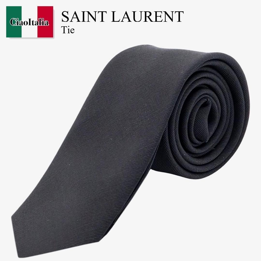 saint laurent ドット柄ナローネクタイ　サンローラン　ブラック SAINT LAURENT サンローラン ドット ナロータイ ネクタイ