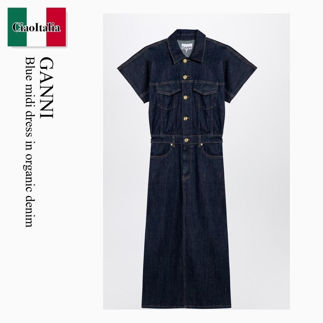 楽天市場】GANNI ガニー ワンピース Seersucker Check U-neck Maxi