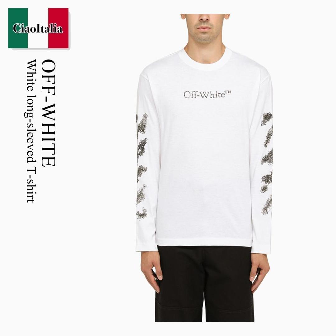 国内発 Off-White ロゴブラックコットン長袖スウェットシャツ 220613-023_2.jpg