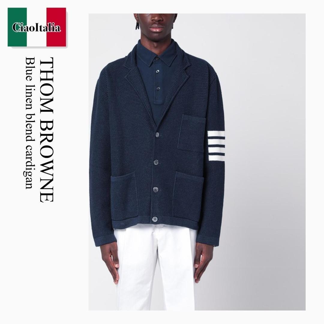 最高級 トムブラウン Thom Browne カーディガン 4bar ウール 青 MKA189A-00014-055_V1.jpg?v=