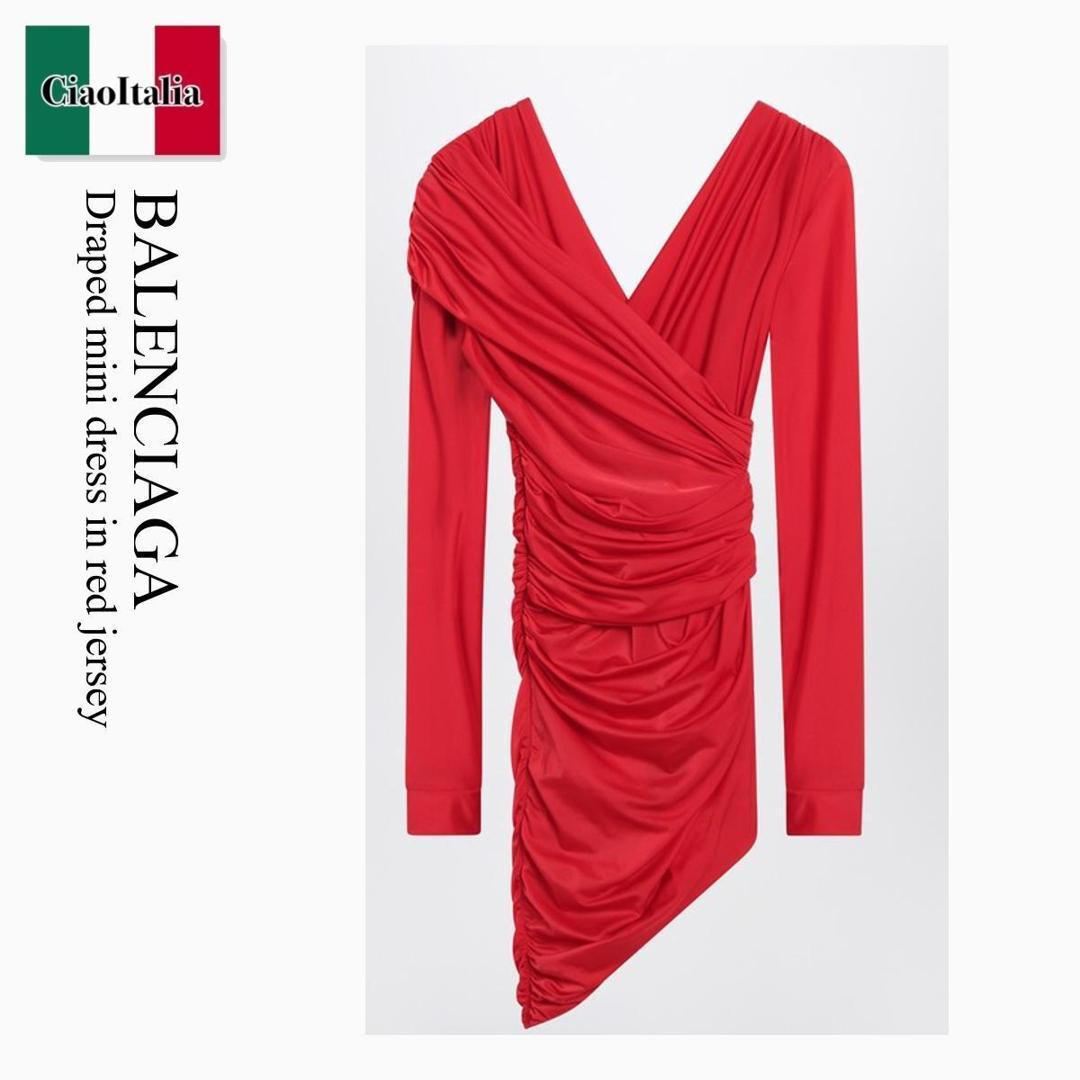 【数量限定・在庫限り・早い者勝ち！】 バレンシアガ / Balenciaga Draped Mini Dress In Red Jersey / 814343 TRV97 / 814343 TRV97 6400 / 814343TRV976400 / ワンピース