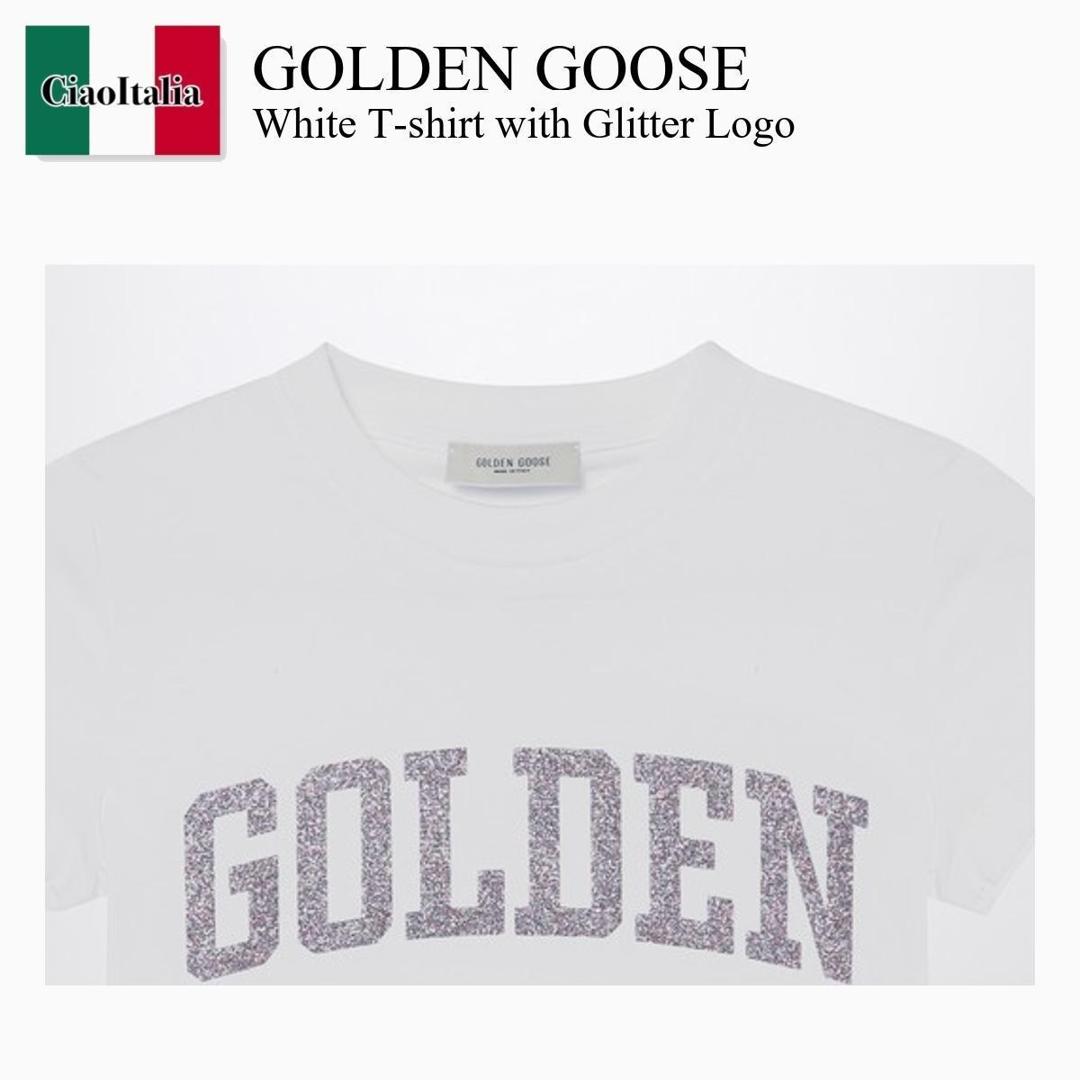 【量目押さえる・店卸し資産極限点・早め者制勝！】 ゴールデングース / Golden Goose White T-Shirt With Glitter Logo / GKP01390 P001943 / GKP01390 P001943 12192 / GKP01390P00194312192 / キッズ用トップス