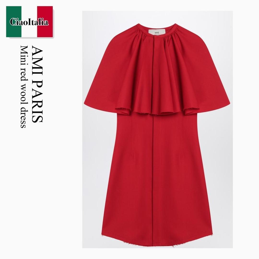 【数量限定・在庫限り・早い者勝ち!】 アミアレクサンドルマテュッシ / Ami Paris Mini Red Wool Dress / FDR053WV0068 / FDR053WV0068 632 / FDR053WV0068632 / ワンピース|Ciao Italia