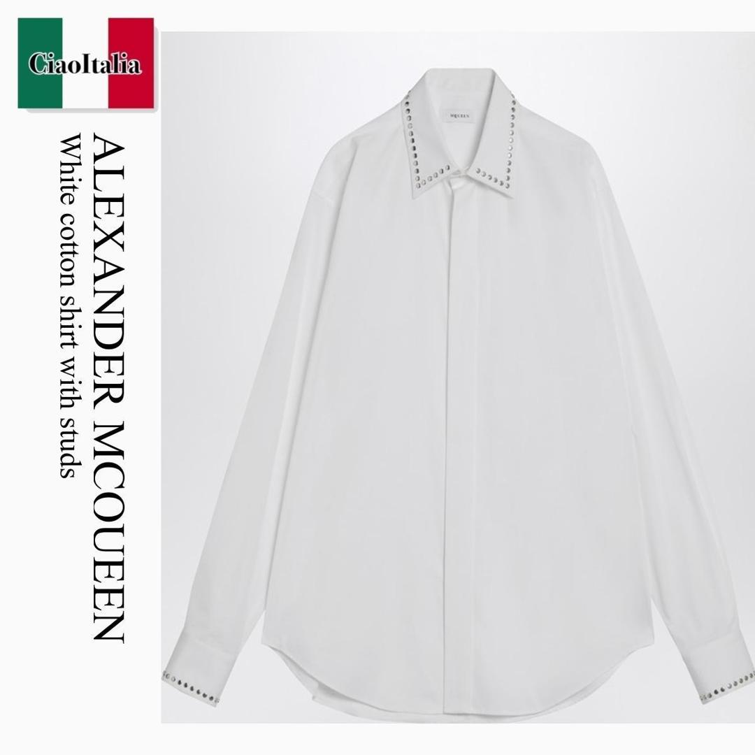 【分量制限事項・店卸し資産区分け・早め者白星！】 アレキサンダー・マックイーン / Alexander Mcqueen White Cotton Shirt With Studs / 838507 QNAAX / 838507 QNAAX 9000 / 838507QNAAX9000 / プルオーバー