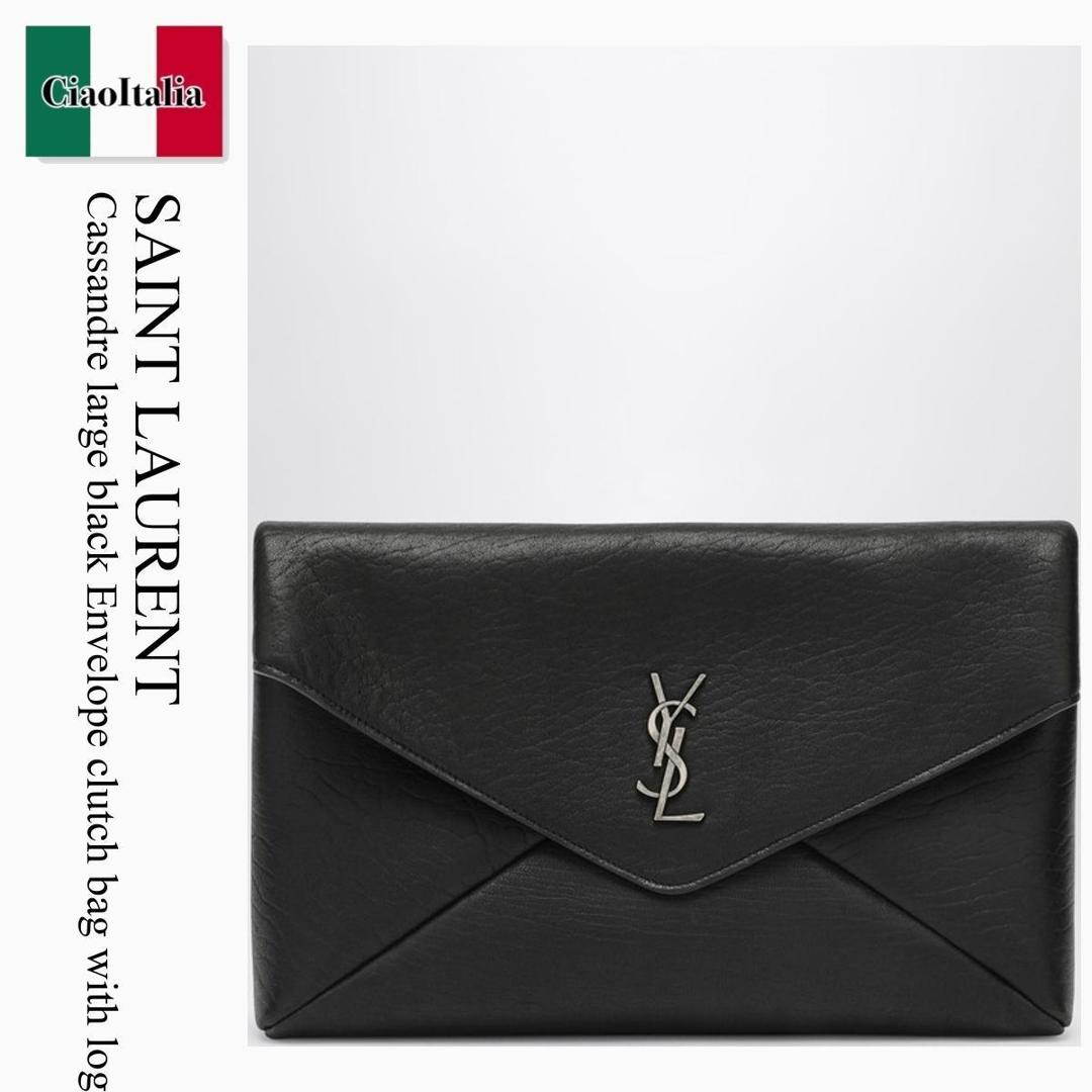 【数量限定・在庫限り・早い者勝ち！】 サンローラン / かばん / カバン / Saint Laurent Cassandre Large Black Envelope Clutch Bag / 778181 AACIA / 778181 AACIA 1000 / 778181AACIA1000 / クラッチバッグ