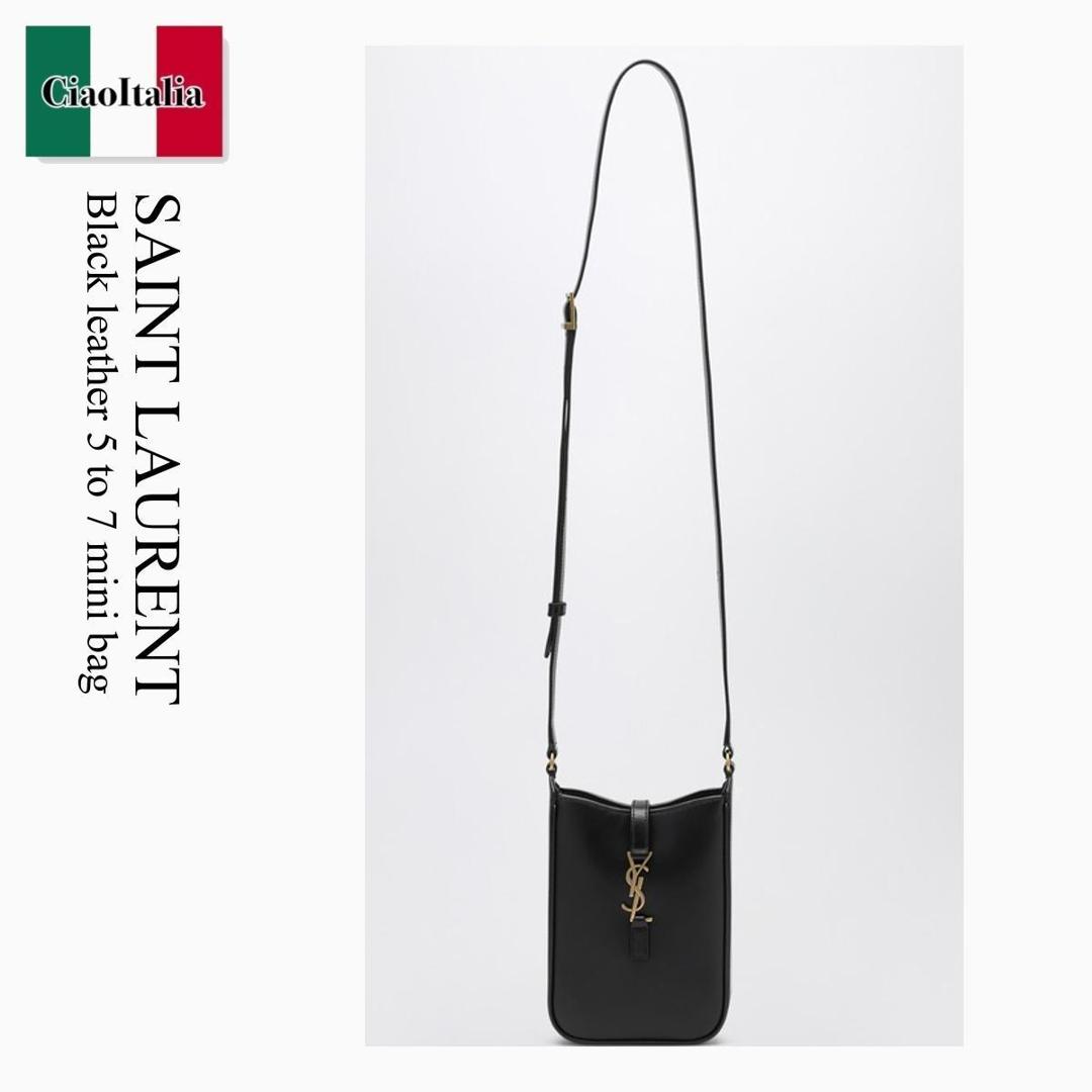 【分量制限事項・店卸し資産区分け・早め者白星！】 サンローラン / かばん / 鞄 / Saint Laurent Black Leather 5 To 7 Mini Bag / 735214 2R20W / 735214 2R20W 1000 / 7352142R20W1000 / ショルダーバッグ・ポシェット