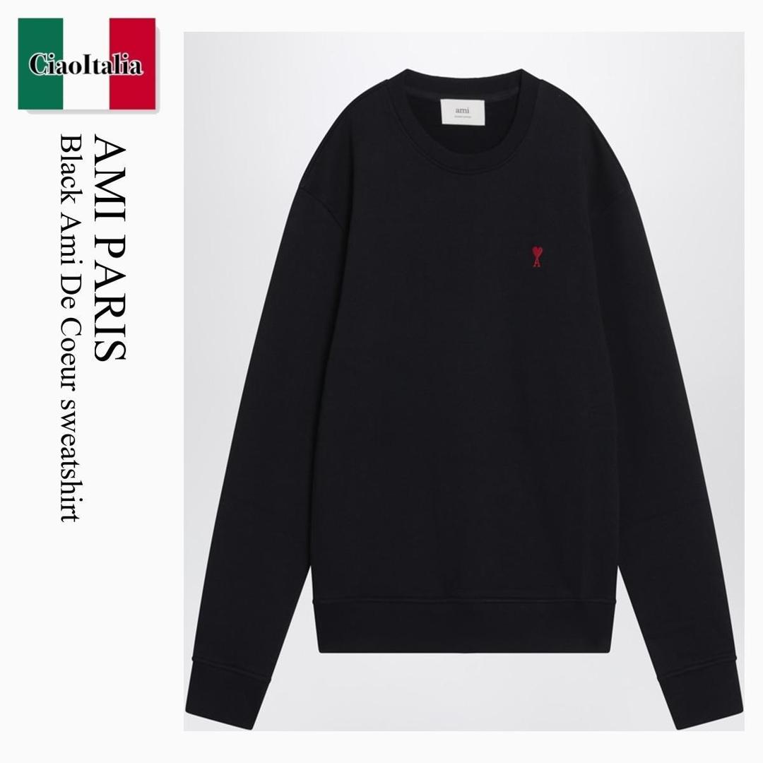 【数量限定・在庫限り・早い者勝ち！】 アミアレクサンドルマテュッシ / Ami Paris Black Ami De Coeur Sweatshirt / BFUSW035U730 / BFUSW035U730 001 / BFUSW035U730001 / スウェット・トレーナー