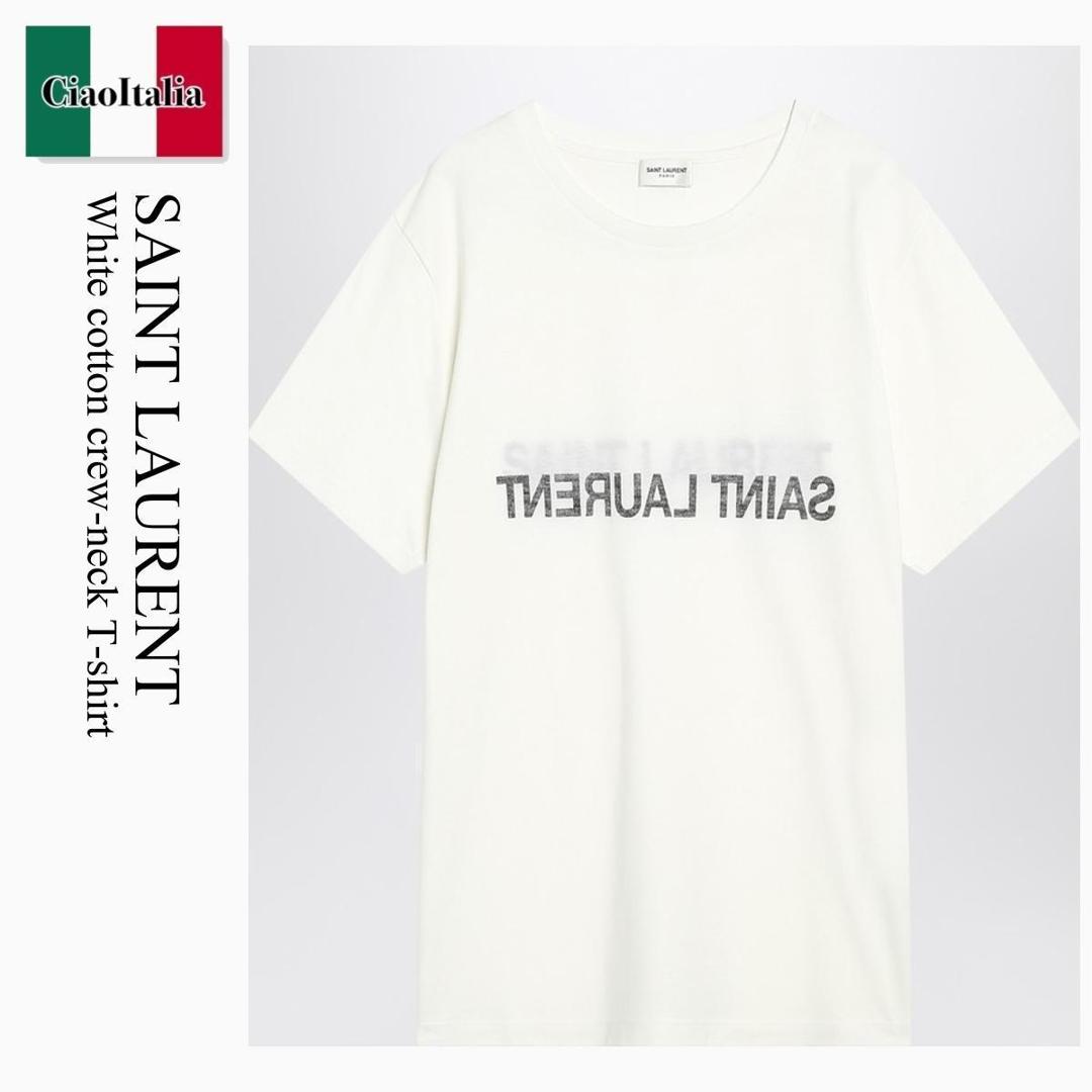 【数量限定・在庫限り・早い者勝ち！】 サンローラン / Saint Laurent White Cotton Crew-Neck T-Shirt / 663278 Y37AW / 663278 Y37AW 9744 / 663278Y37AW9744 / Tシャツ・カットソー｜Ciao Italia