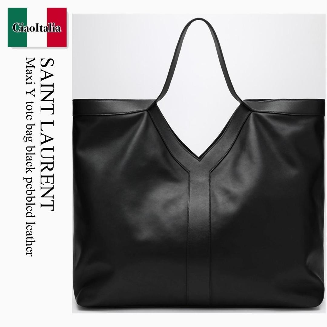 【寸法押さえる・店卸し資産境界線・早め者制覇！】 サンローラン / かばん / 袋 / Saint Laurent Maxi Y Tote Bag Black Pebbled Leather / 838281 AAEIF / 838281 AAEIF 1000 / 838281AAEIF1000 / トートバッグ