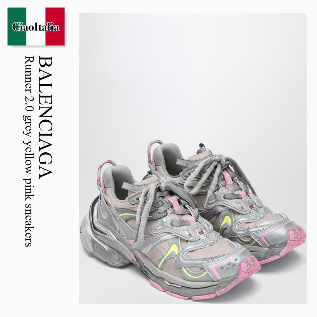 【数量限定・在庫限り・早い者勝ち！】 バレンシアガ / Balenciaga Runner 2.0 Grey Yellow Pink Sneakers / 779064 WRNNY / 779064 WRNNY 9175 / 779064WRNNY9175 / スニーカー