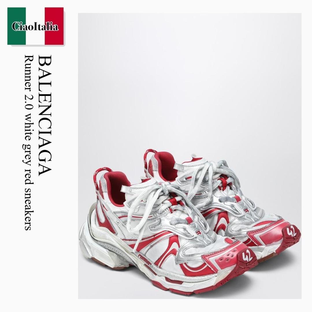 【数量限定・在庫限り・早い者勝ち！】 バレンシアガ / Balenciaga Runner 2.0 White Grey Red Sneakers / 779066 WRNNY / 779066 WRNNY 9620 / 779066WRNNY9620 / スニーカー