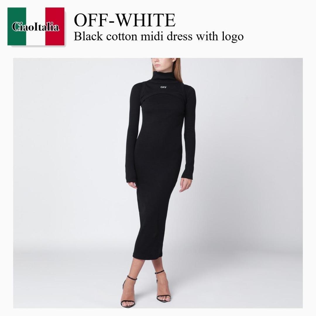 【数量限定・在庫限り・早い者勝ち！】 オフホワイト / Off-White Black Cotton Midi Dress With Logo / OWDB495C99JER001 / OWDB495C99JER001 1001 / OWDB495C99JER0011001 / ワンピース 34,532円