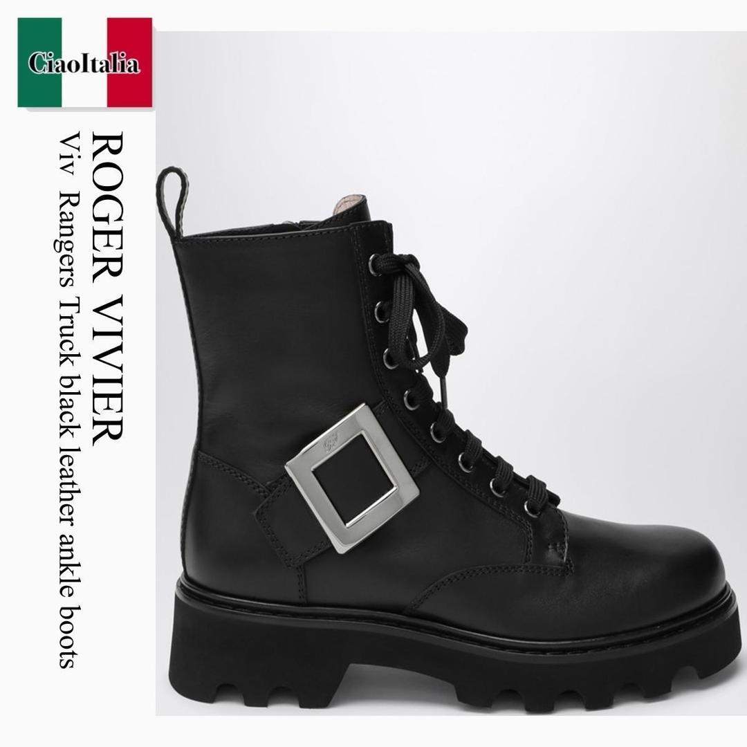 【数量限定・在庫限り・早い者勝ち！】 ロジェ・ヴィヴィエ / Roger Vivier Viv Rangers Truck Black Leather Ankle Boots / RVW78442760TTQ / RVW78442760TTQ B999 / RVW78442760TTQB999 / ショートブーツ・ブーティ