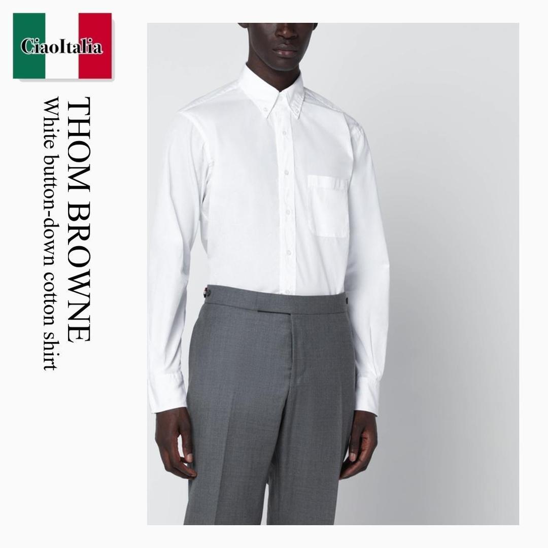【物量制限事項・店卸し資産極限点・早め者制覇！】 トム 赤銅色 / Thom Browne White Button-Down Cotton Shirt / MWL010E03113 / MWL010E03113 100 / MWL010E03113100 / ティーシャツ