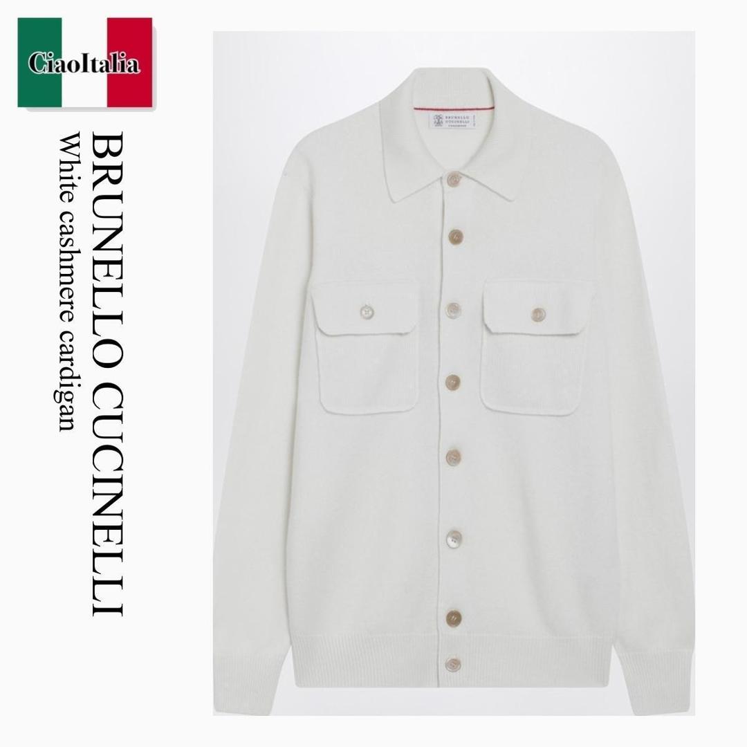 【物量制限事項・店卸し資産極限点・早め者制覇！】 ブルネロクチネリ / Brunello Cucinelli White Cashmere Cardigan / M22703806W / M22703806W CO312 / M22703806WCO312 / ティーシャツ