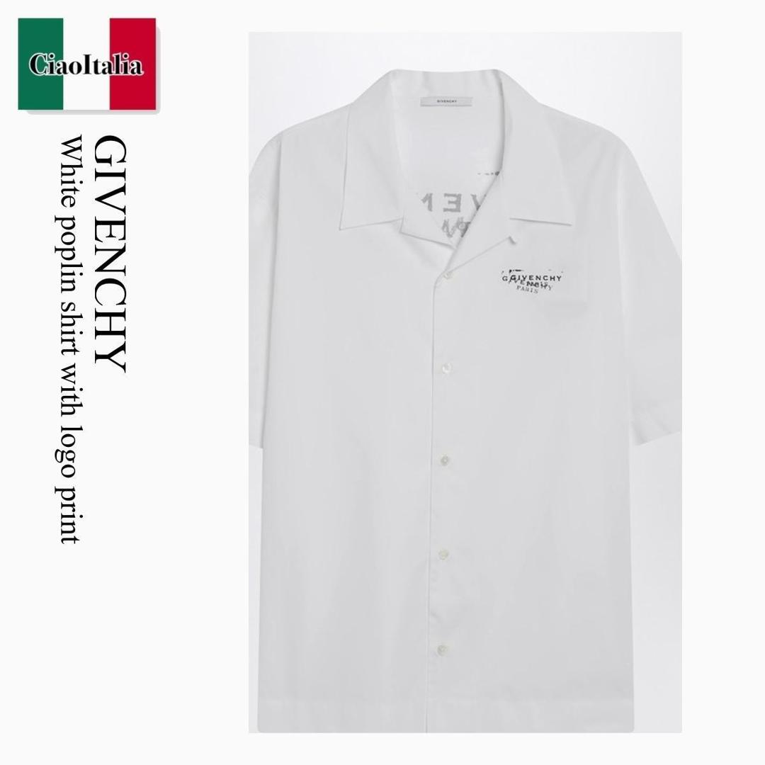【分量制限事項・店卸し資産区分け・早め者白星！】 ジバンシィ / Givenchy White Poplin Shirt With Logo Print / BM618F1YJQ / BM618F1YJQ 100 / BM618F1YJQ100 / プルオーバー