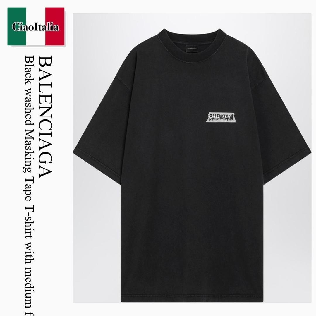 【数量限定・在庫限り・早い者勝ち！】 バレンシアガ / Balenciaga Black Washed Masking Tape T-Shirt With Medium Fit / 850990 TTVL6 / 850990 TTVL6 1041 / 850990TTVL61041 / Tシャツ・カットソー｜Ciao Italia 56,570円