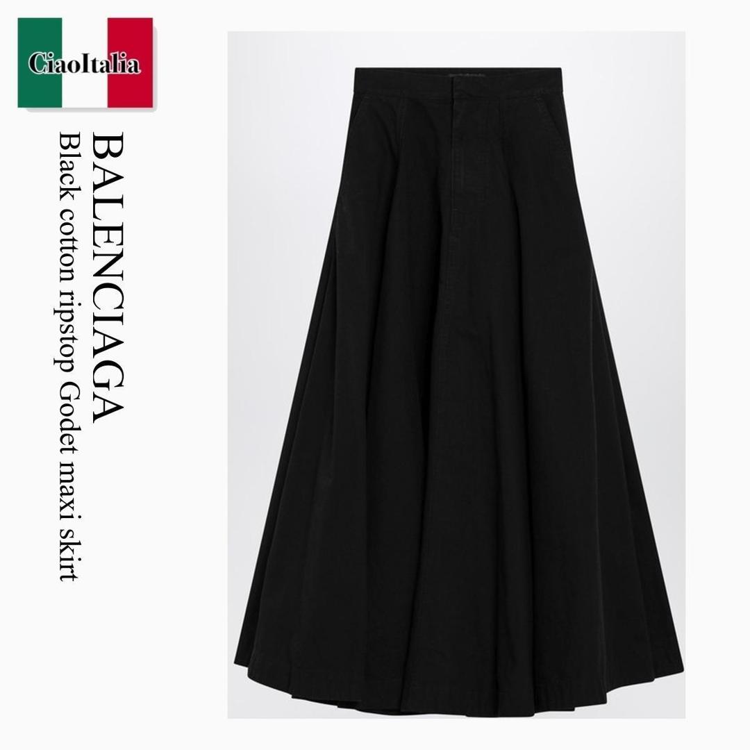 【数量限定・在庫限り・早い者勝ち！】 バレンシアガ / Balenciaga Black Cotton Ripstop Godet Maxi Skirt / 857766 TQP13 / 857766 TQP13 1000 / 857766TQP131000 / スカート｜Ciao Italia
