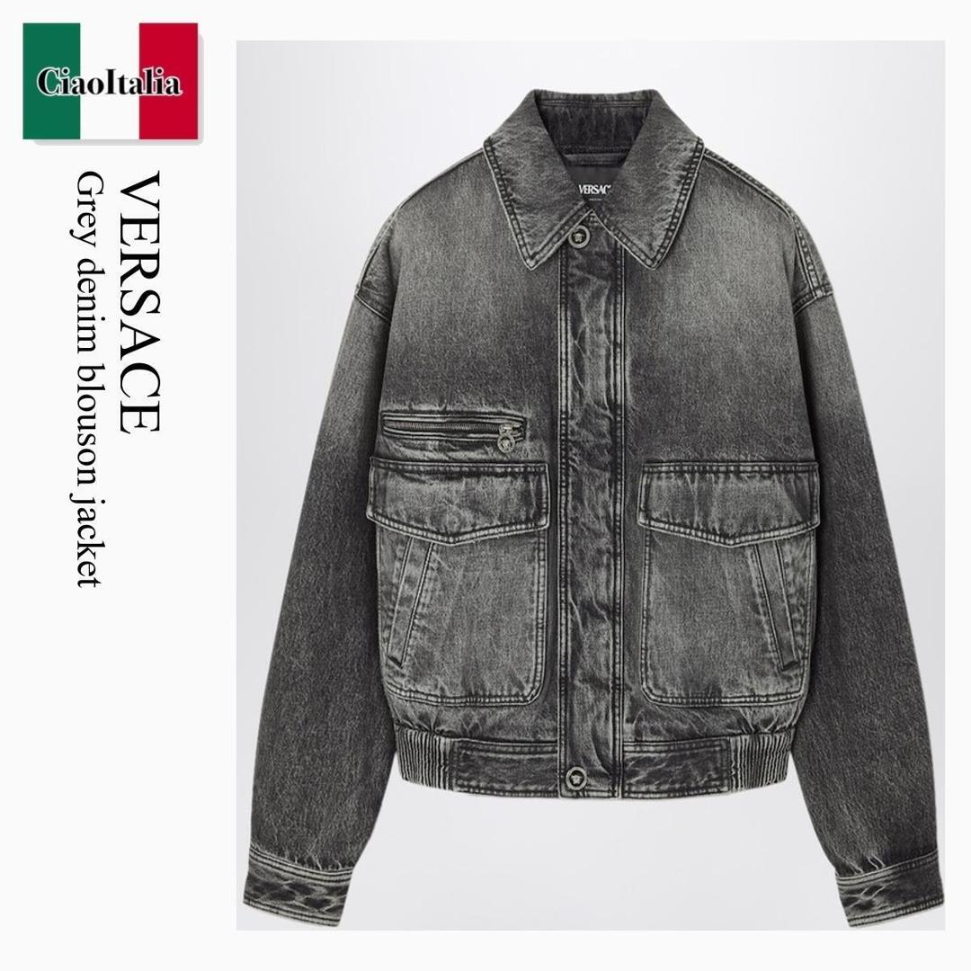 【数量限定・在庫限り・早い者勝ち！】 ヴェルサーチェ / Versace Grey Denim Blouson Jacket / 1021754 / 1021754 1D980 / 10217541D980 / デニムジャケット