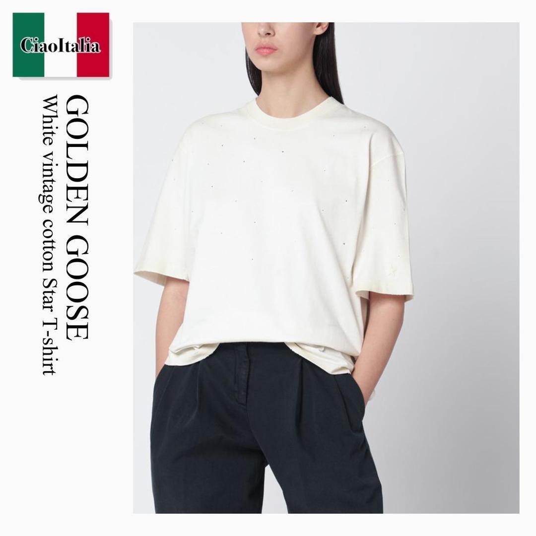 【数量限定・在庫限り・早い者勝ち！】 ゴールデングース / Golden Goose White Vintage Cotton Star T-Shirt / GUP01873 P002421 / GUP01873 P002421 11616 / GUP01873P00242111616 / Tシャツ・カットソー